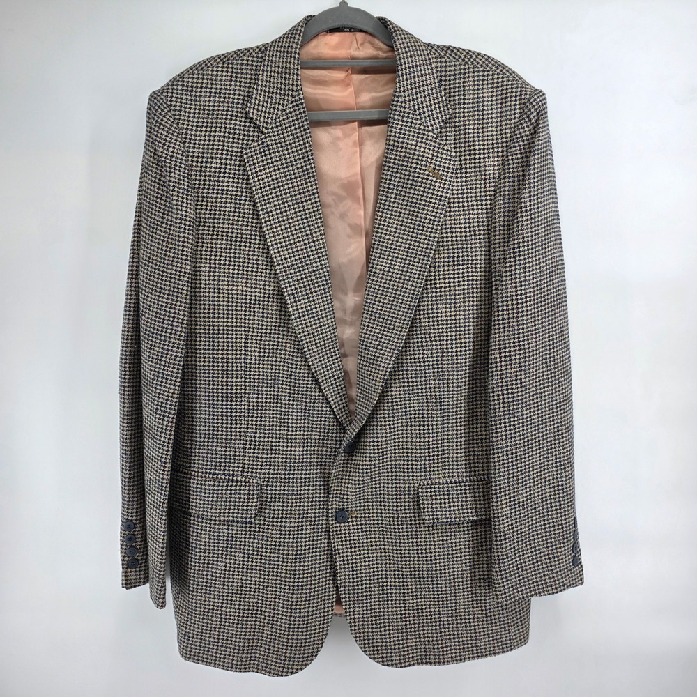Sutter & Grant 44L Houndstooth‎ Blazer Sport Coat Jacket Single Breasted Lined